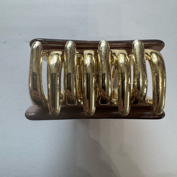 Brown Hair Clip with Gold Accents - Picture 4 of 4